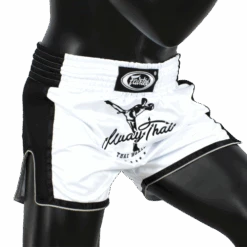 MUAY THAI SHORTS FAIRTEX SLIM CUT BS1707 WHITE -Fairtex BS1707 Fairtex White Slim Cut Muay Thai Shorts 2