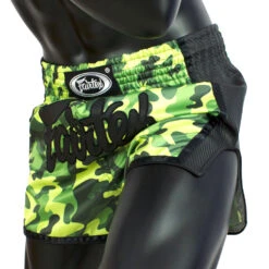 FAIRTEX MUAY THAI SHORTS SLIM CUT BS1710 CAMO GREEN -Fairtex BS1710 Fairtex Green Camo Slim Cut Muay Thai Shorts3