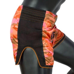 FAIRTEX MUAY THAI SHORTS SLIM CUT BS1711 CAMO ORANGE -Fairtex BS1711 Fairtex Red Camo Slim Cut Muay Thai Shorts2