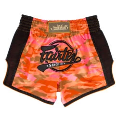 FAIRTEX MUAY THAI SHORTS SLIM CUT BS1711 CAMO ORANGE -Fairtex BS1711 Fairtex Red Camo Slim Cut Muay Thai Shorts4