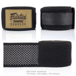 FAIRTEX ELASTIC MESH HANDWRAPS 180’ FULL LENGTH HAND WRAPS - BLACK -Fairtex FAIRTEXHANDWRAPSHW4BLACK