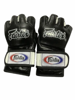 MUAY THAI MMA GLOVES FAIRTEX ULTIMATE COMBAT OPEN THUMB FGV12 - BLACK / WHITE -Fairtex FAIRTEXMMAGLOVESFGV12BLACKWHITE3