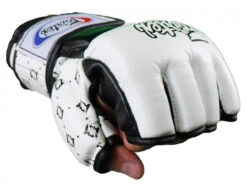 MUAY THAI MMA GLOVES FAIRTEX SPLIT KNUCKLES FGV17 - WHITE / BLACK