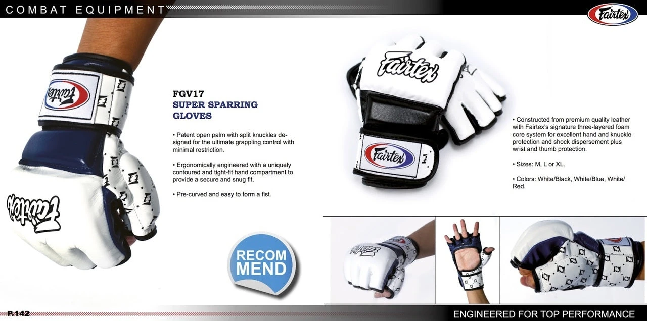 MUAY THAI MMA GLOVES FAIRTEX SPLIT KNUCKLES FGV17 - BLACK / WHITE 2 MUAY THAI MMA GLOVES FAIRTEX SPLIT KNUCKLES FGV17 - BLACK / WHITE - Image 2