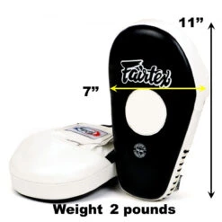 FAIRTEX FOCUS MITTS PRO ANGULAR FMV8 PUNCHING MITTS MUAY THAI - BLACK / WHITE -Fairtex FMV8 4