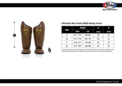 FAIRTEX SHIN GUARDS SP8 - BROWN -Fairtex Fairtex SP8 Size chart 1