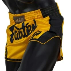 MUAY THAI SHORTS FAIRTEX SLIM CUT BS1701 YELLOW BLACK -Fairtex Fairtex Muay Thai Shorts BS1701 2