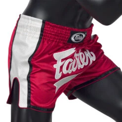 MUAY THAI SHORTS FAIRTEX SLIM CUT BS1704 RED WHITE -Fairtex Fairtex Muay Thai Shorts BS1704 2