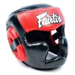 BOXING HEADGEAR HEAD GUARD FAIRTEX DIAGONAL VIEW HG13 - BLACK/RED