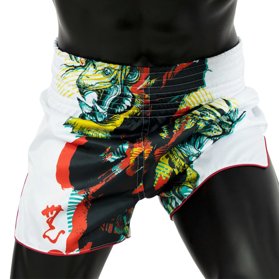 MUAY THAI SHORTS BY FAIRTEX BS1908 WHITE SATORU 1 MUAY THAI SHORTS BY FAIRTEX BS1908 WHITE SATORU