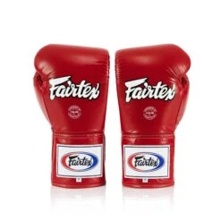 MUAY THAI BOXING GLOVES LACE-UP COMPETITION GLOVES FAIRTEX - BGL6 RED