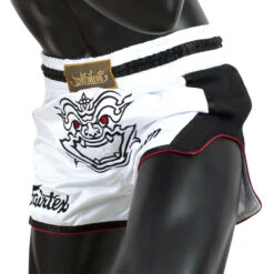 FAIRTEX MUAY THAI SHORTS FAIRTEX SLIM CUT BS1712 WHITE -Fairtex muaythaishortsfairtexbs1712 3